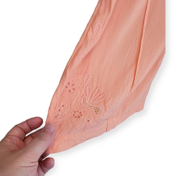 Free People sleeveless peach embroidered boho tie-waist Fonda jumpsuit | in S | - Picture 9 of 16